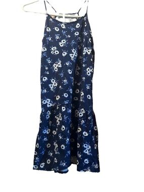 Sz 7/8 Childrens Place Girls Navy Blue Floral High Neck Tiered Sun Dress